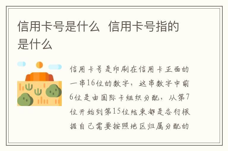 信用卡号是什么  信用卡号指的是什么